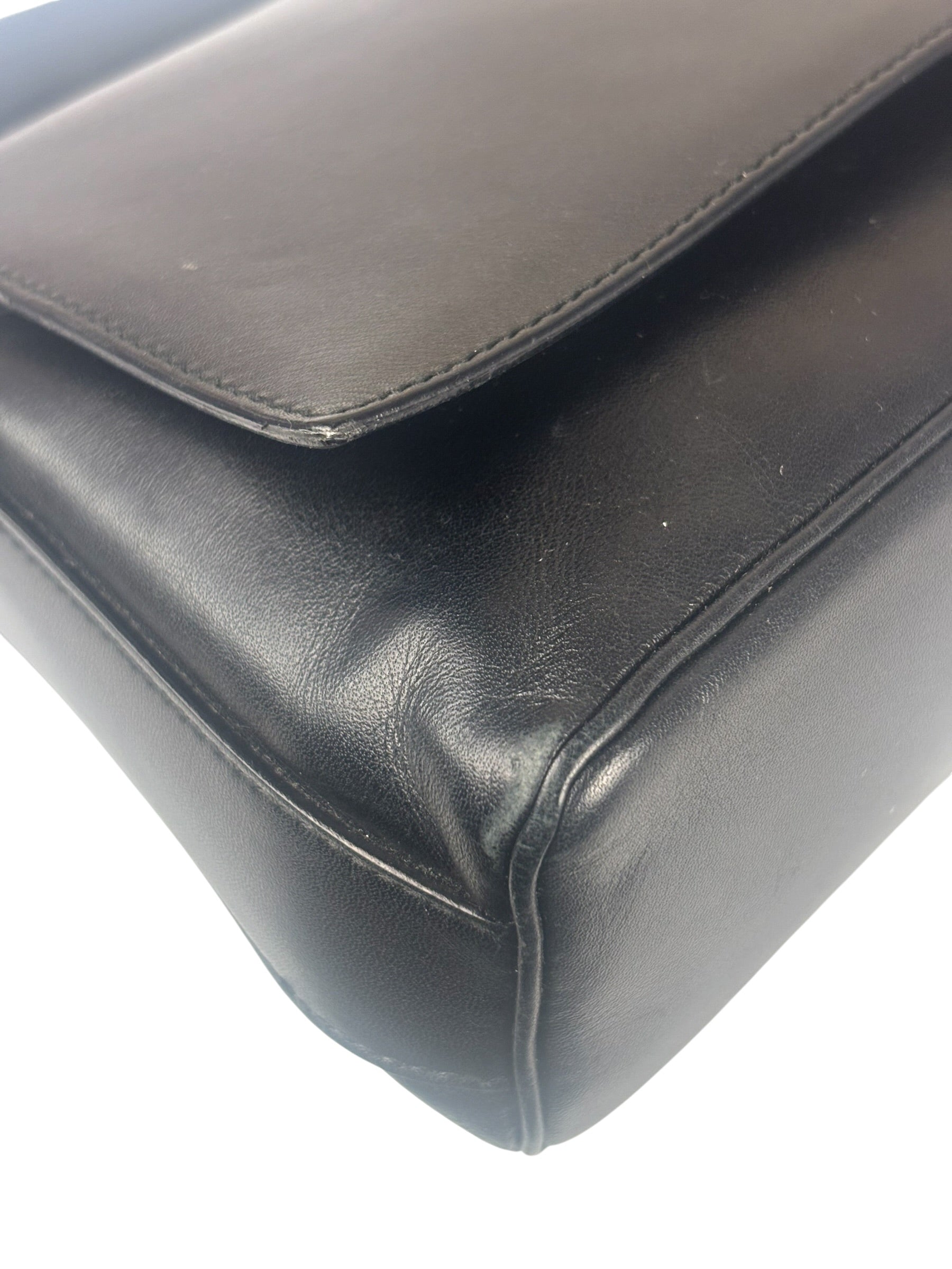Ferragamo Vintage Black Leather Flap Shoulder Pochette