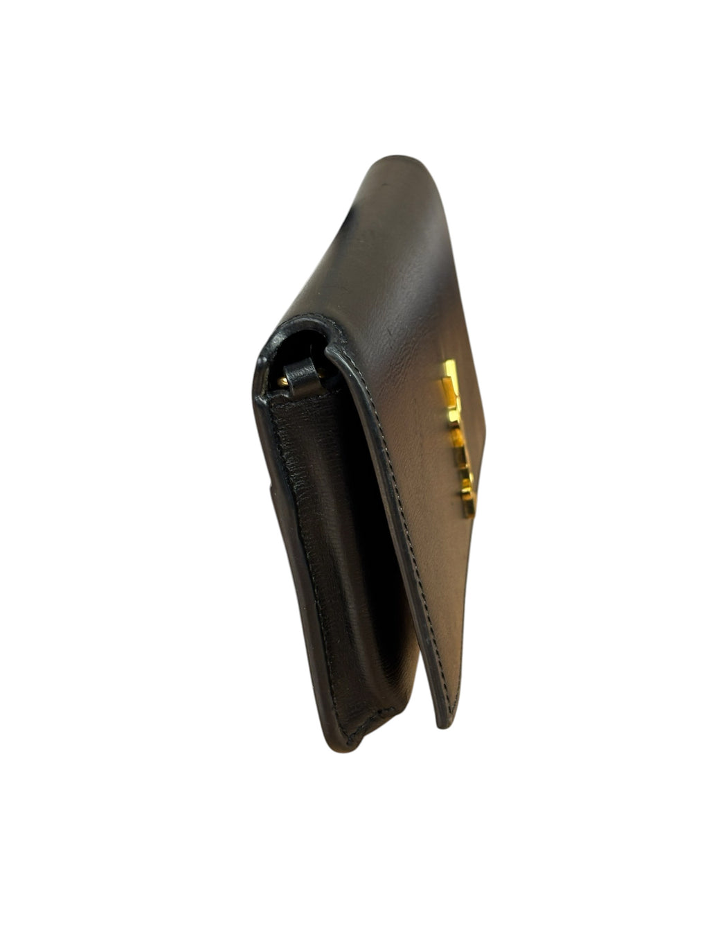 YSL Black Leather Cassandre Shoulder Bag