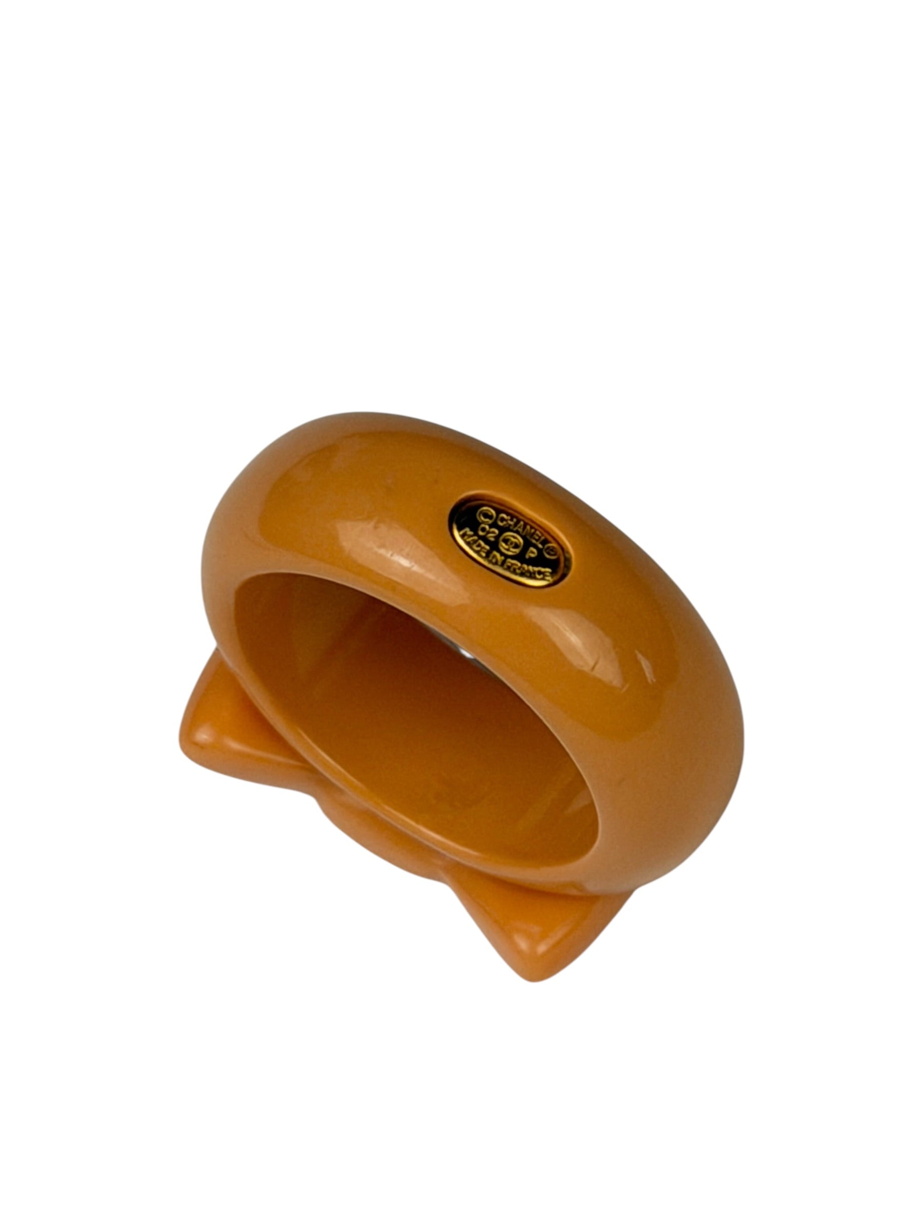 Chanel Vintage Pink Beige Coco Mark Ribbon Ring 02P Early 2000's