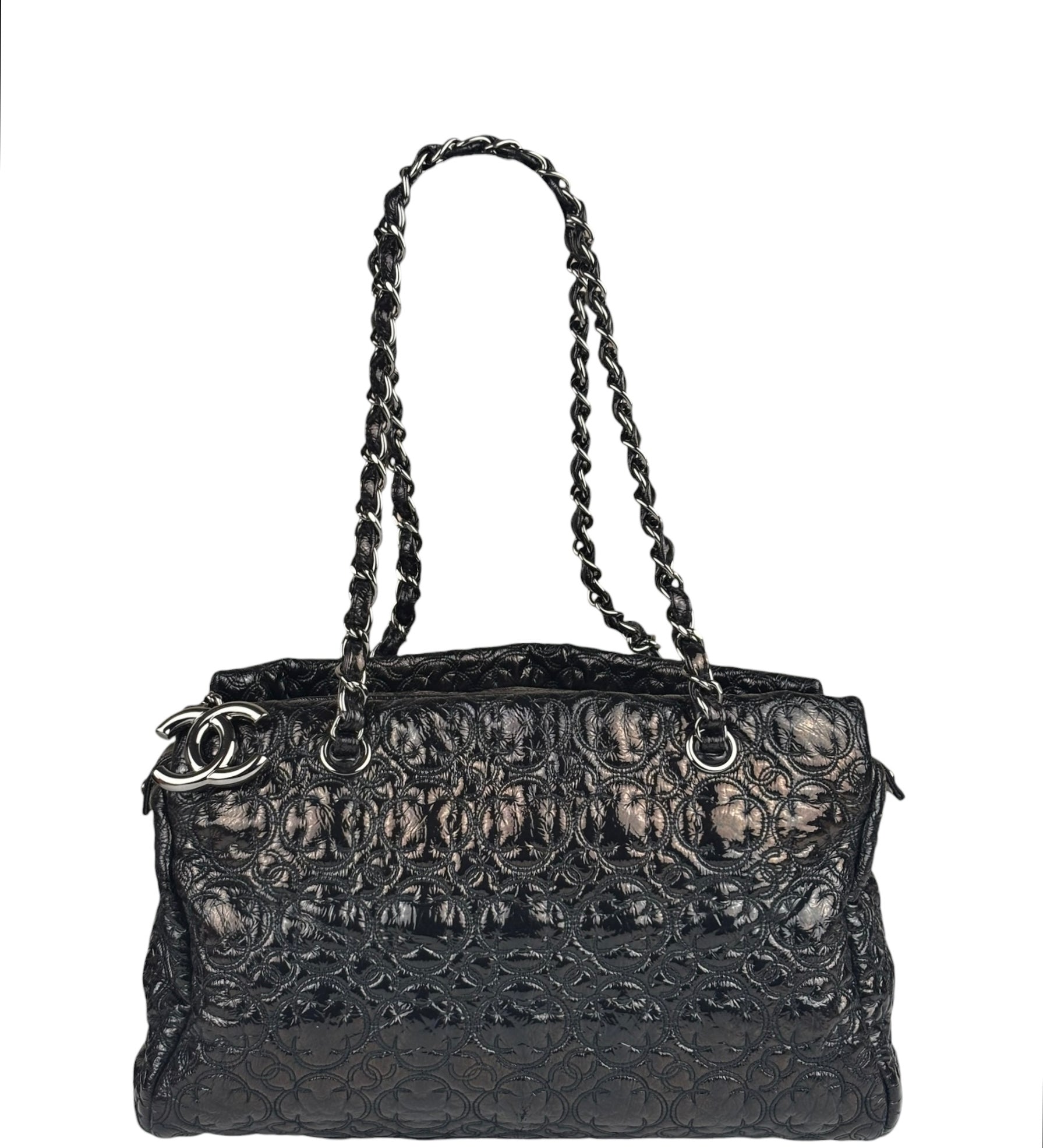 Chanel Black Leather Rock In Moscow Patent Chain Tote Bag 2008