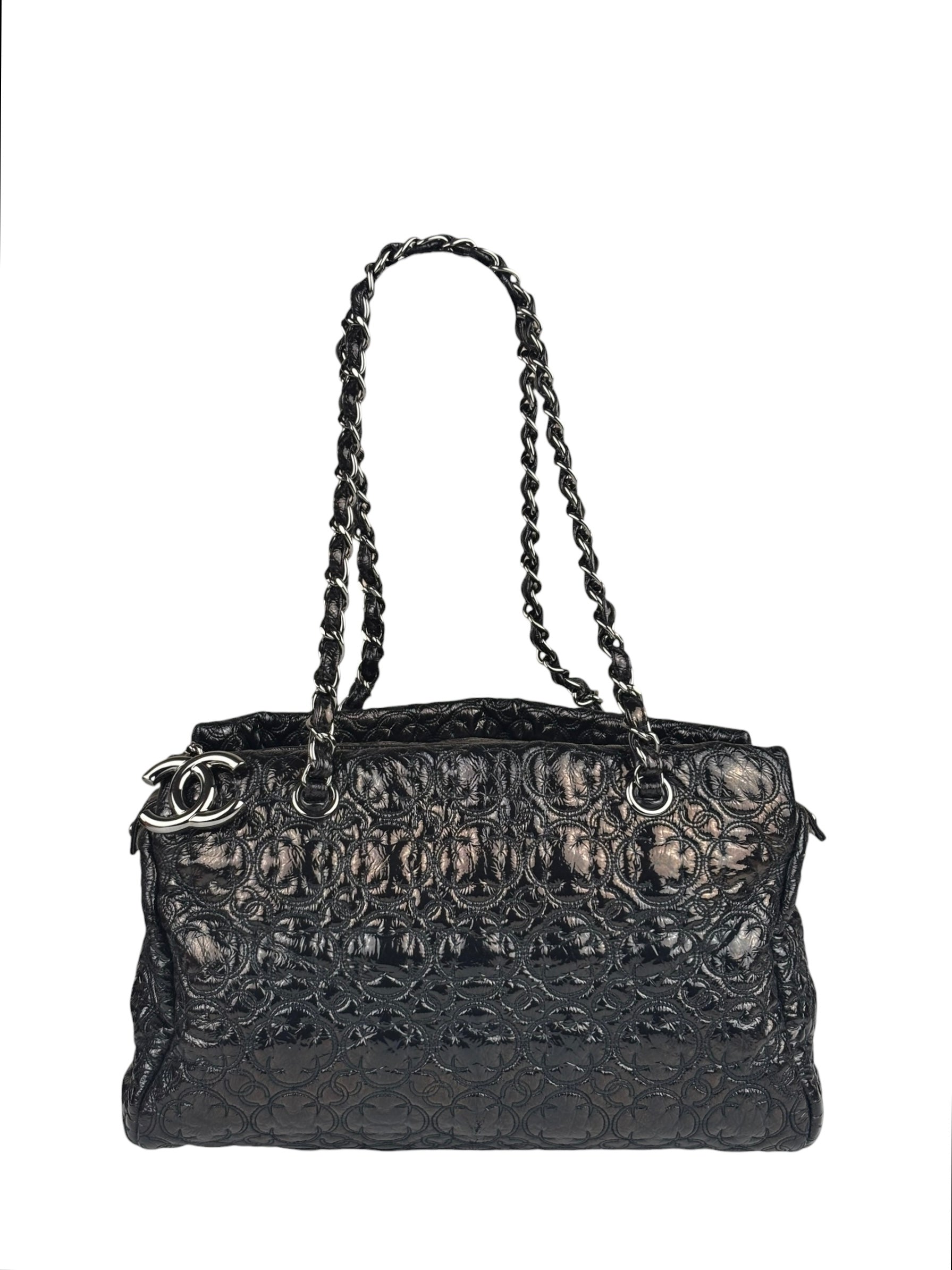 Chanel Black Leather Rock In Moscow Patent Chain Tote Bag 2008