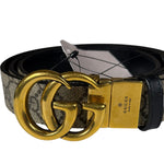 Gucci Belt Reversible GG Supreme/Black Gold Toned Hardware