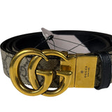 Gucci Belt Reversible GG Supreme/Black Gold Toned Hardware