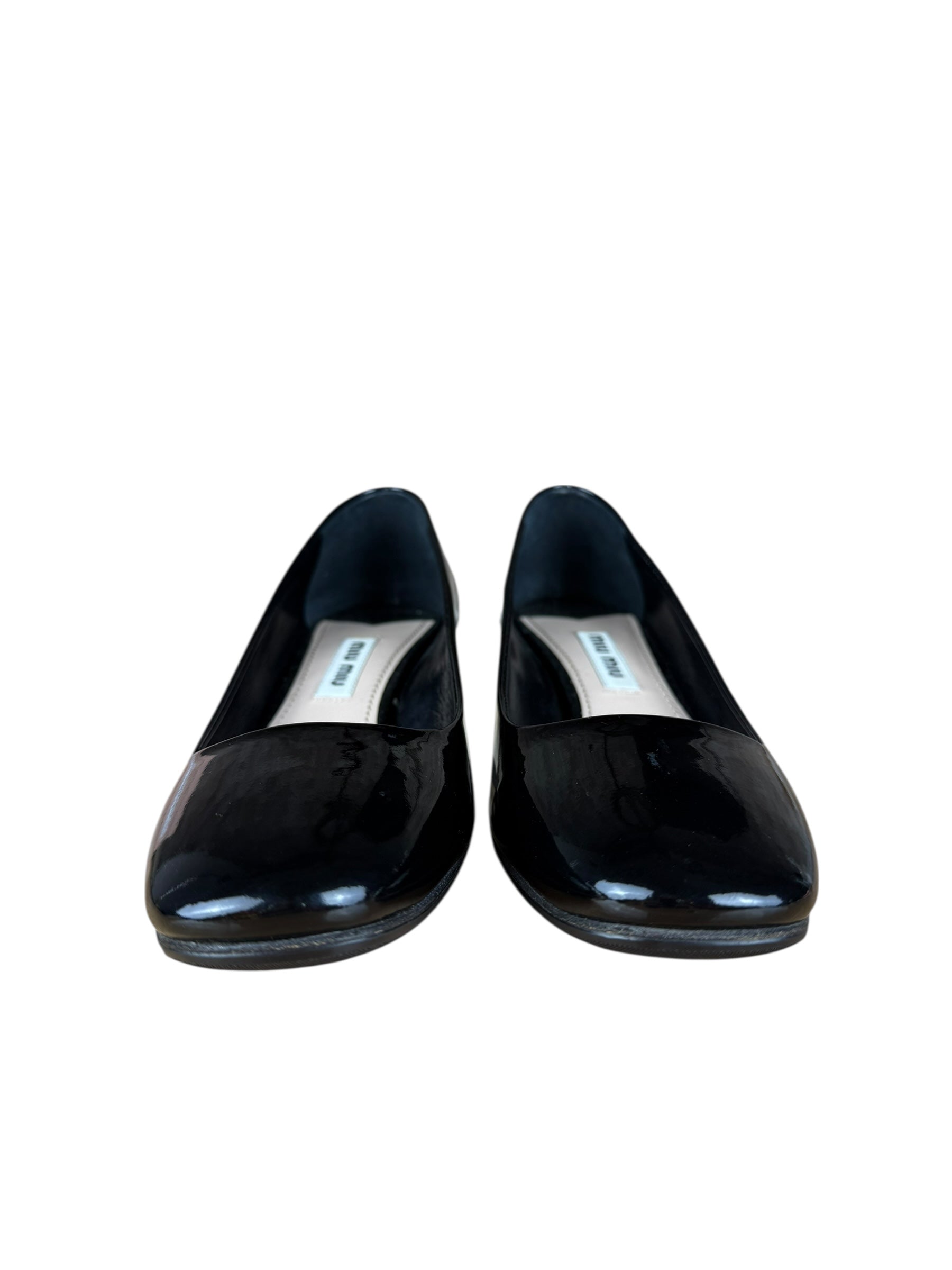 Miu Miu Black Patent Crystal Embellished Pumps