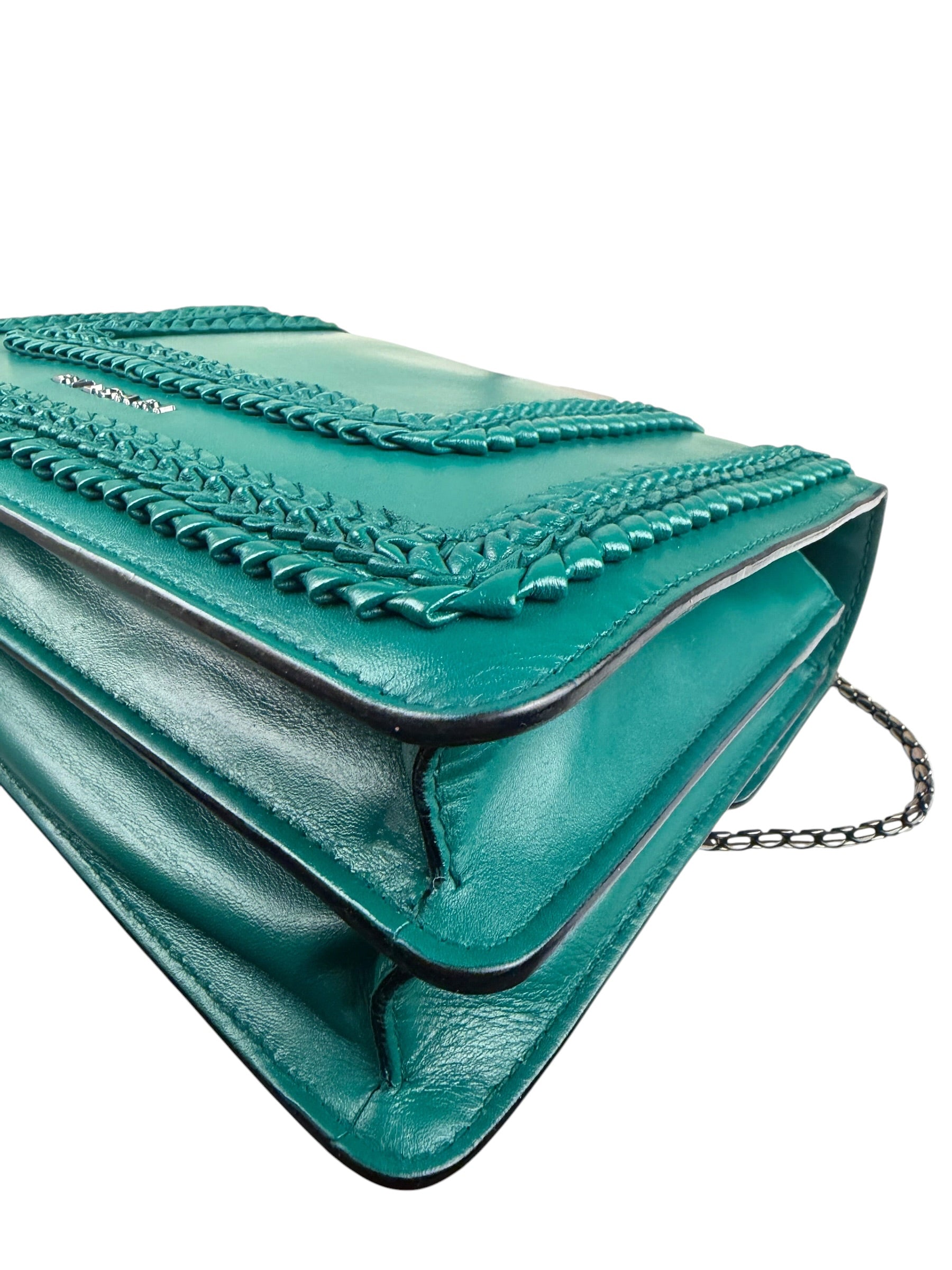 Bvlgari Green Leather Serpenti Forever Shoulder Bag