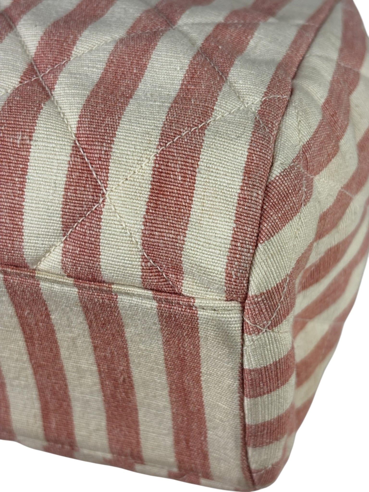 Chanel Vintage Pink/Cream Denim Maxi Stripped Tote 1994