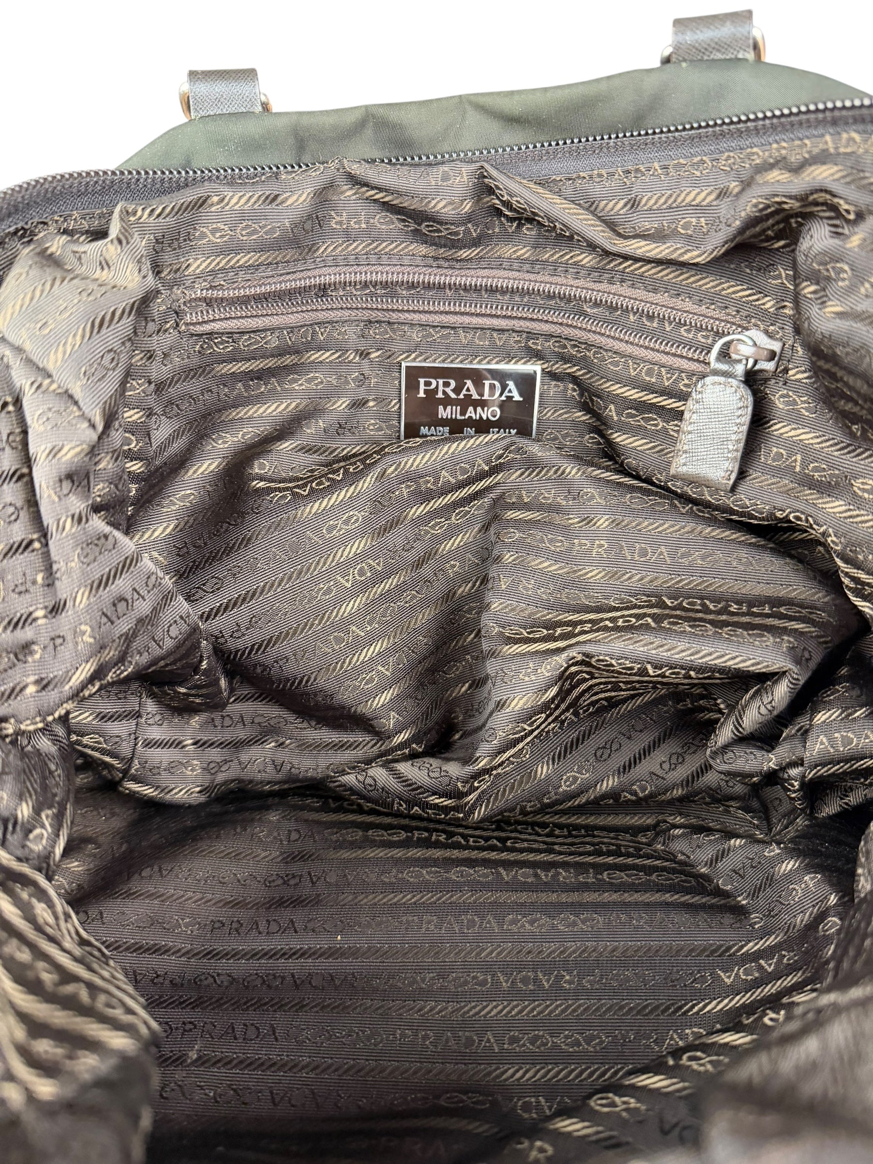 Prada Vintage Green Nylon Top Handle Bowler Bag