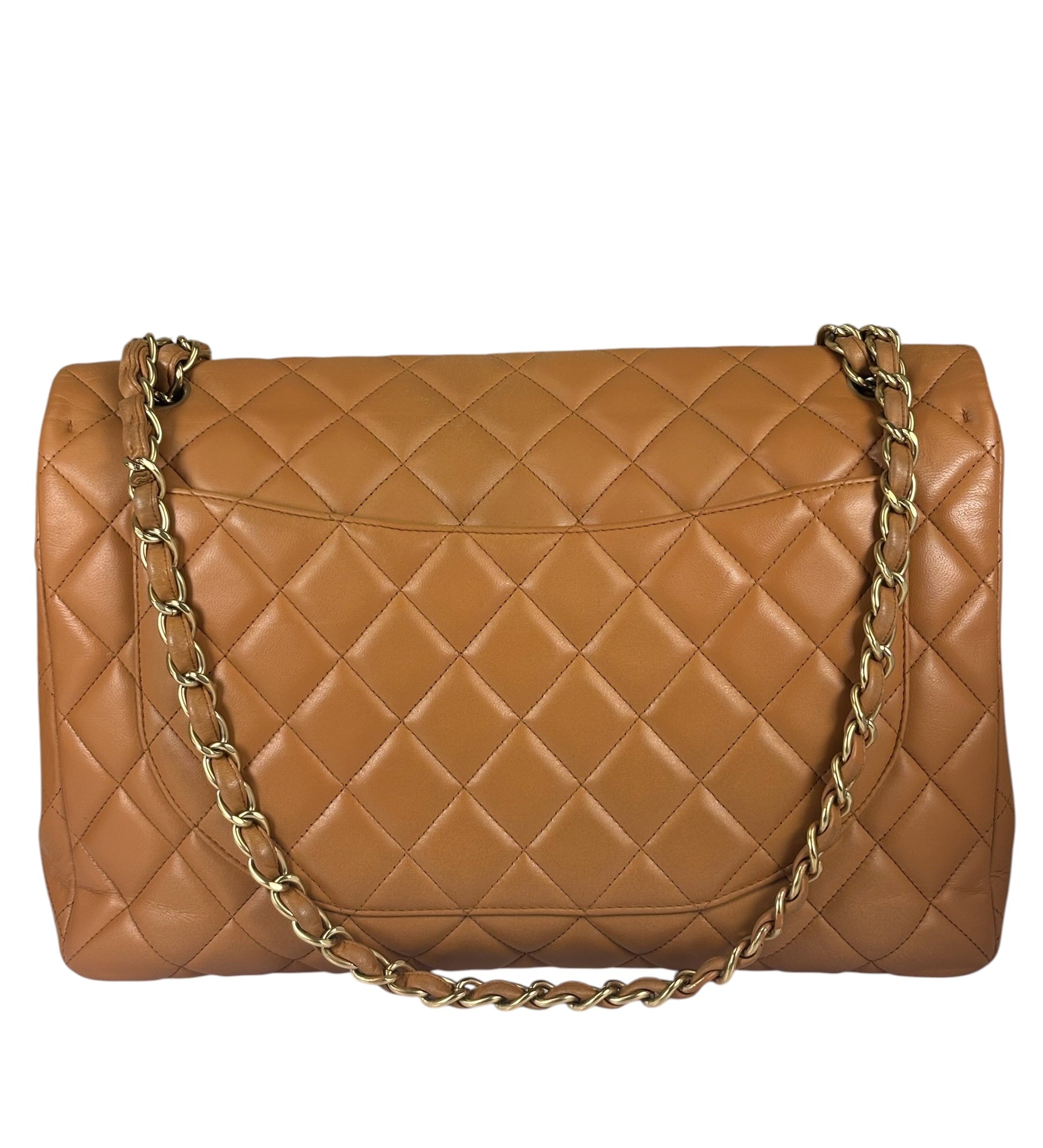 Chanel Caramel Brown Quilted Lambskin Large Shoulder Bag 2009