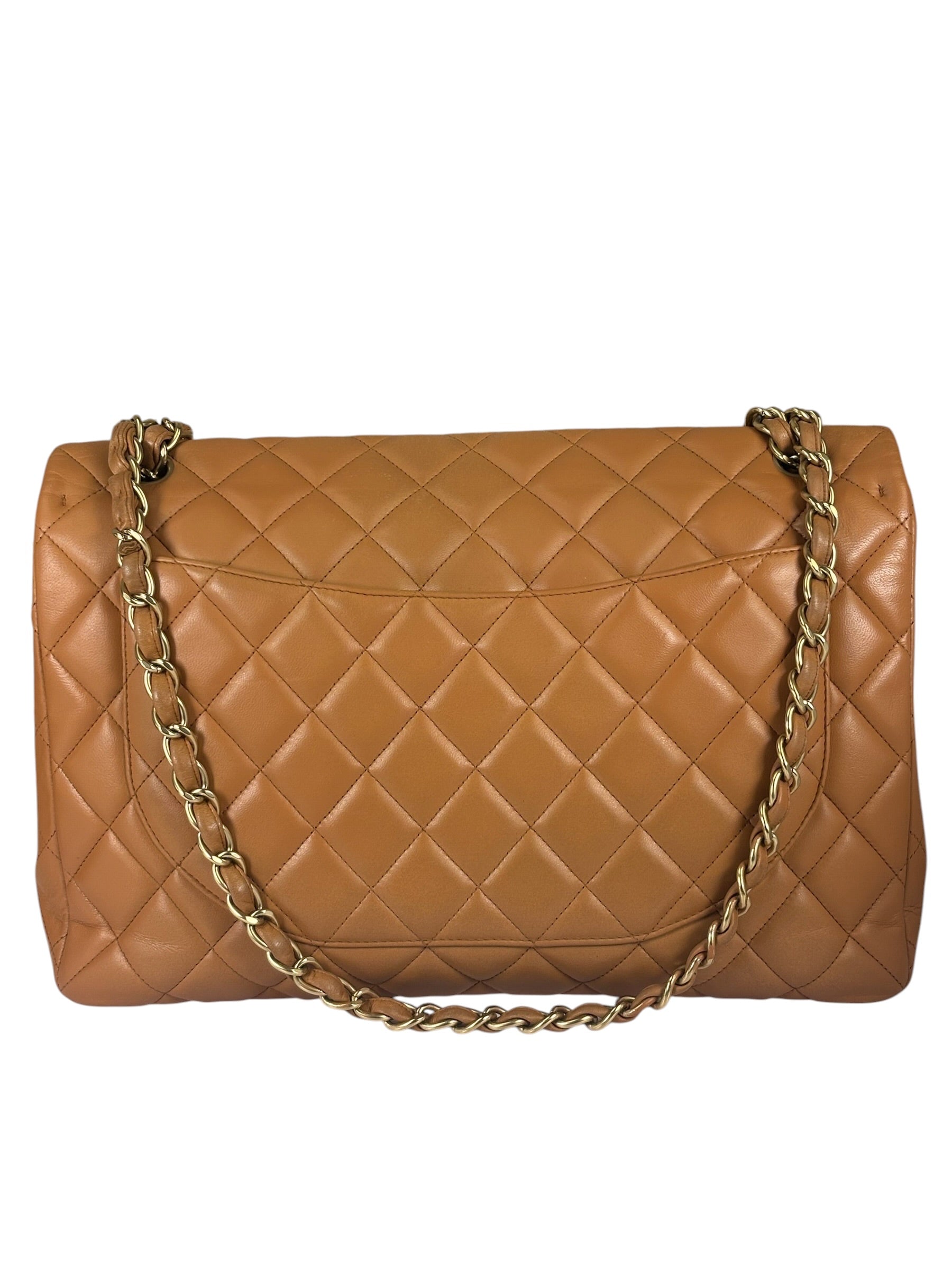 Chanel Caramel Brown Quilted Lambskin Large Shoulder Bag 2009