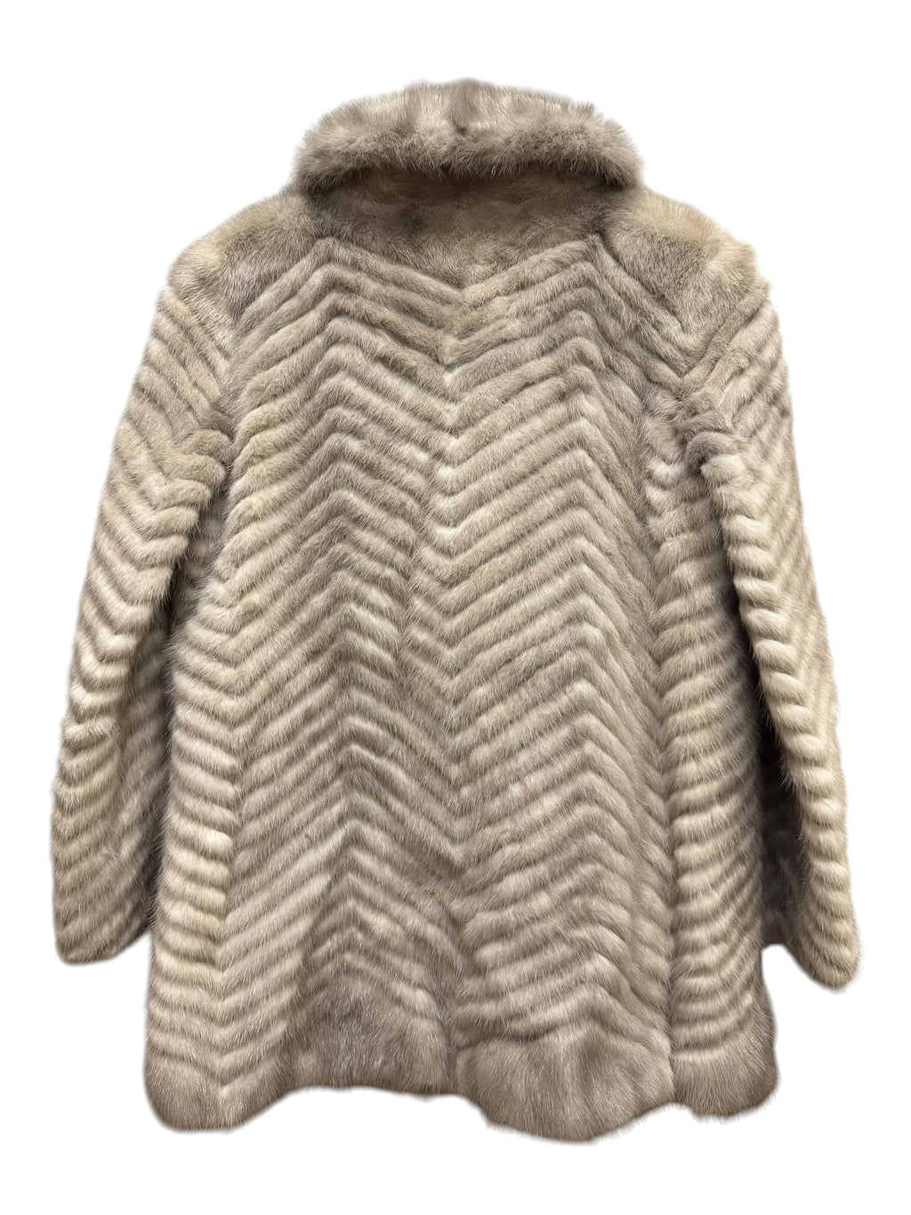 Vintage Moonbat Light Grey Chevron Fur Mink Coat