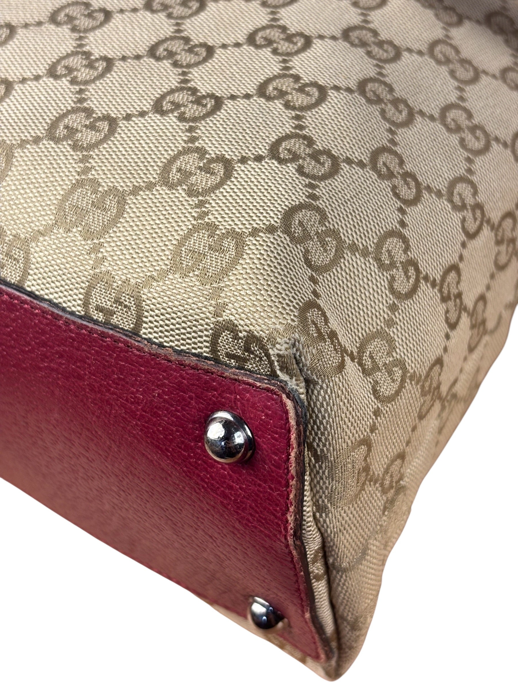 Gucci Vintage GG Canvas Pink Trim Shoulder Bag