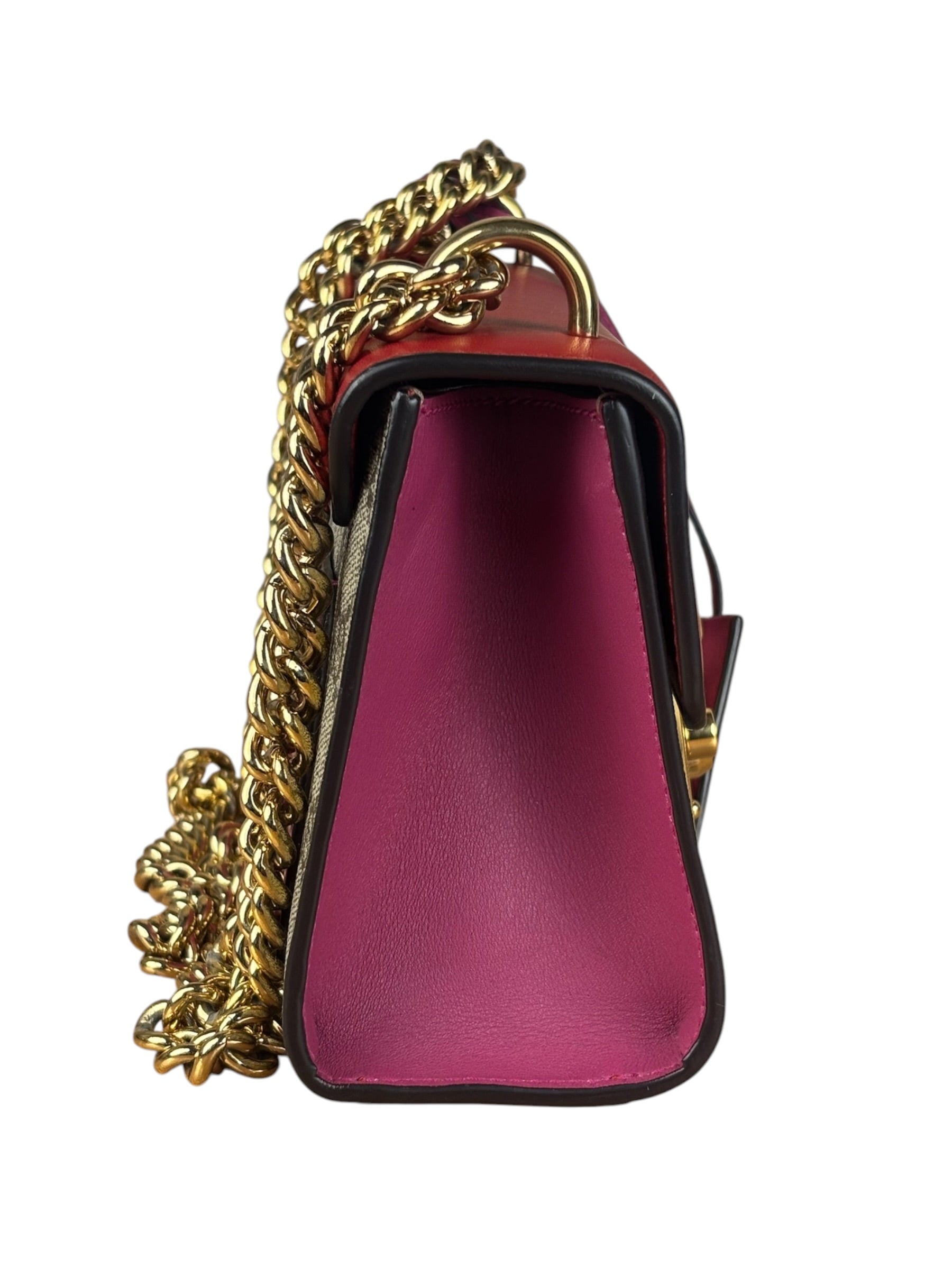 Gucci Padlock Medium Leather Chain Shoulder Bag Beige/Red/Pink