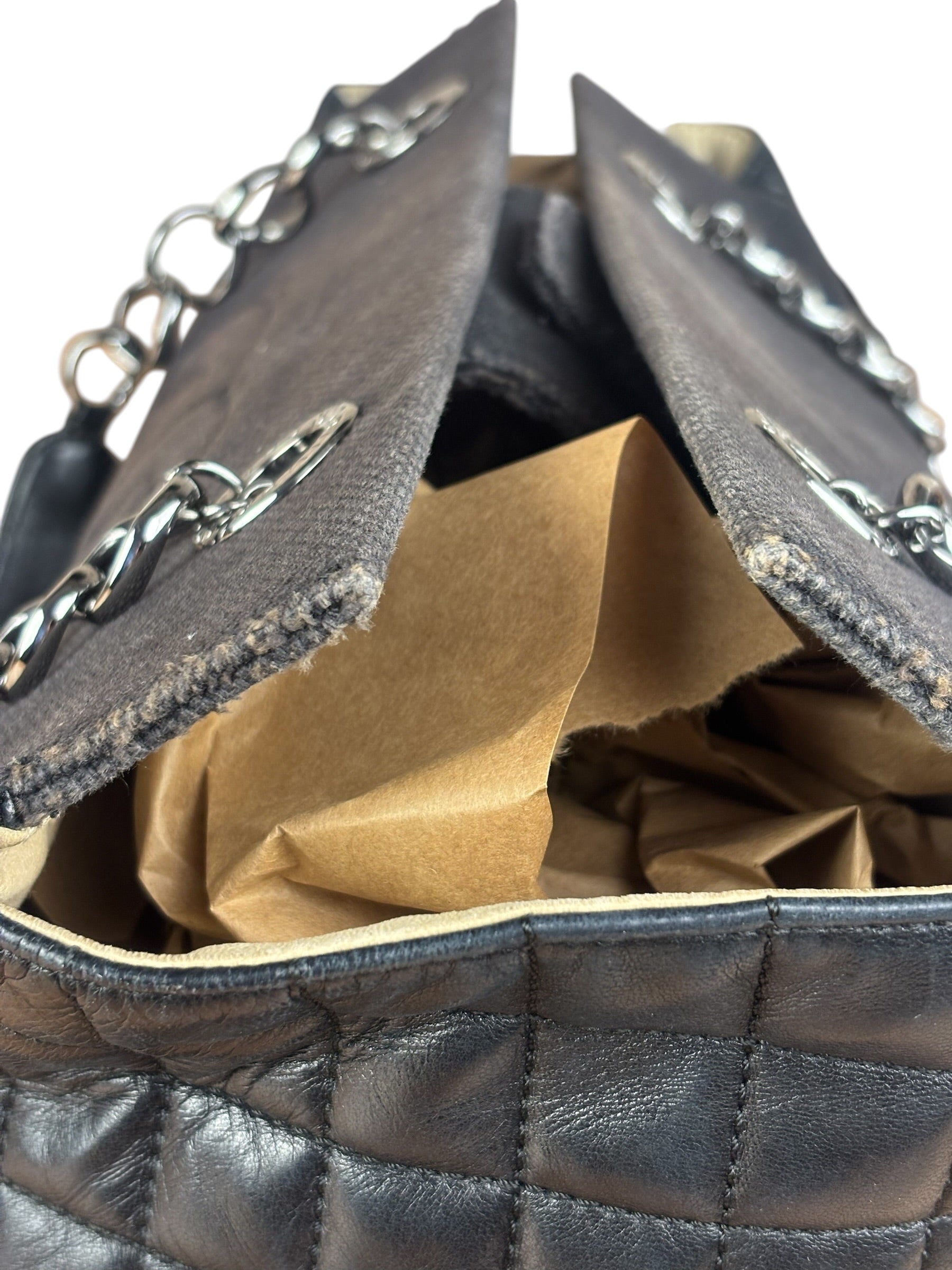 Chanel Vintage Canvas & Leather Chocolate Bar Fold-Over Tote Bag