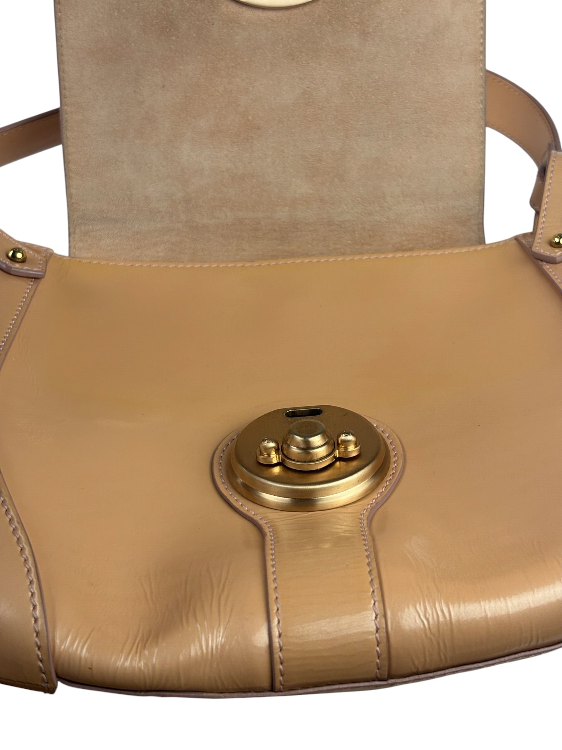 Fendi Borsa Pink Patent Leather Cuoio Ingrassato Compilation Shoulder Bag