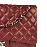 Chanel Burgundy Quilted Leather Jumbo Classic Double Flap Bag 2011