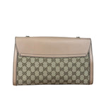 Gucci Peach Leather Trim GG Canvas Emily Chain Flap Shoulder Bag