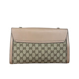 Gucci Peach Leather Trim GG Canvas Emily Chain Flap Shoulder Bag