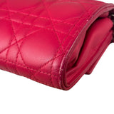 Christian Dior Pink Quilted Lambskin Lady Dior Wallet On Chain