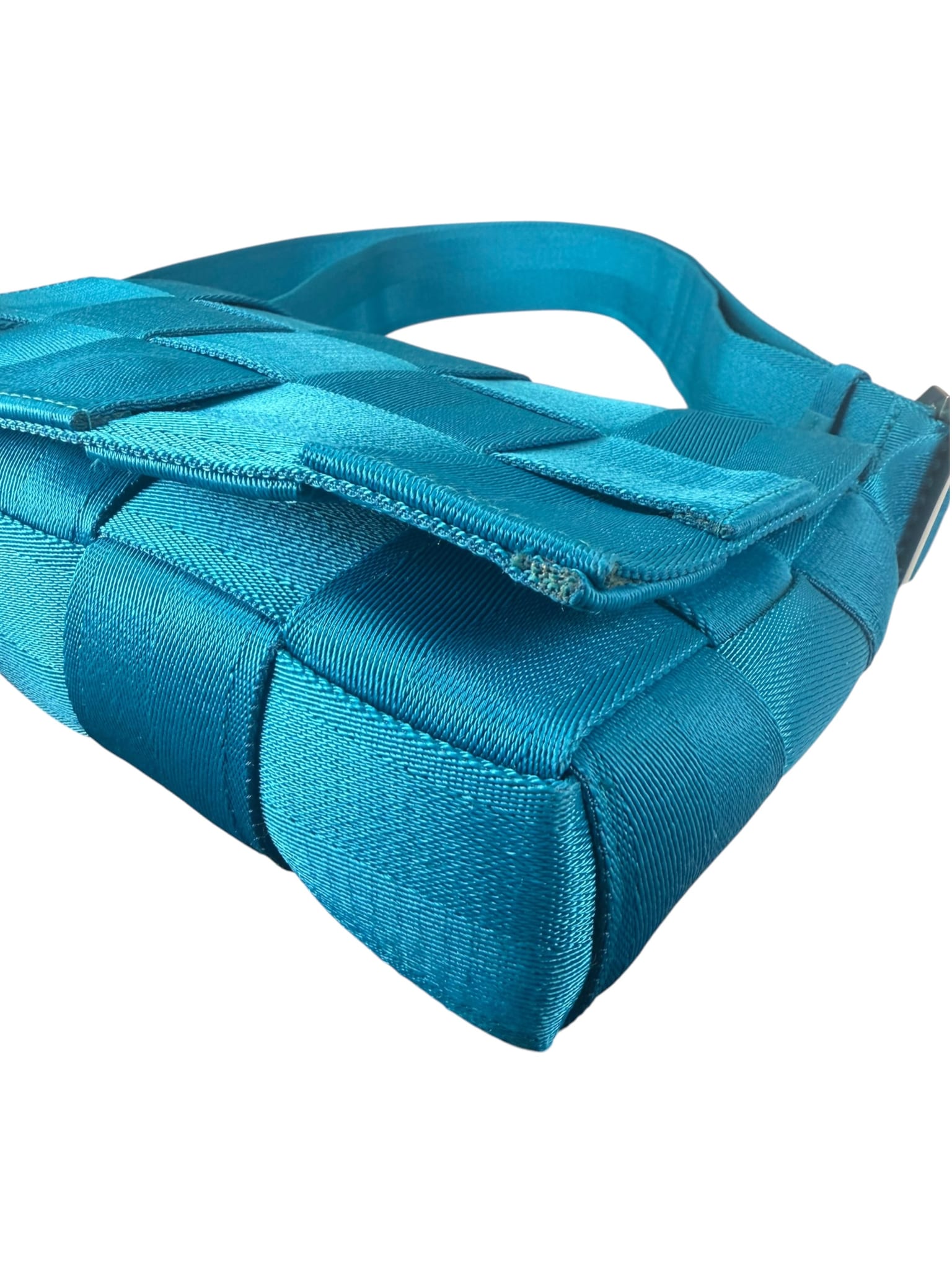 Bottega Veneta Teal Blue Intrecciato Cassette Flap Crossbody Bag