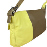 Fendi Yellow Wave Buckle Leather Baguette