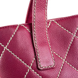 Chanel Vintage Pink Leather Wild Stitch Surpique Tote Bag