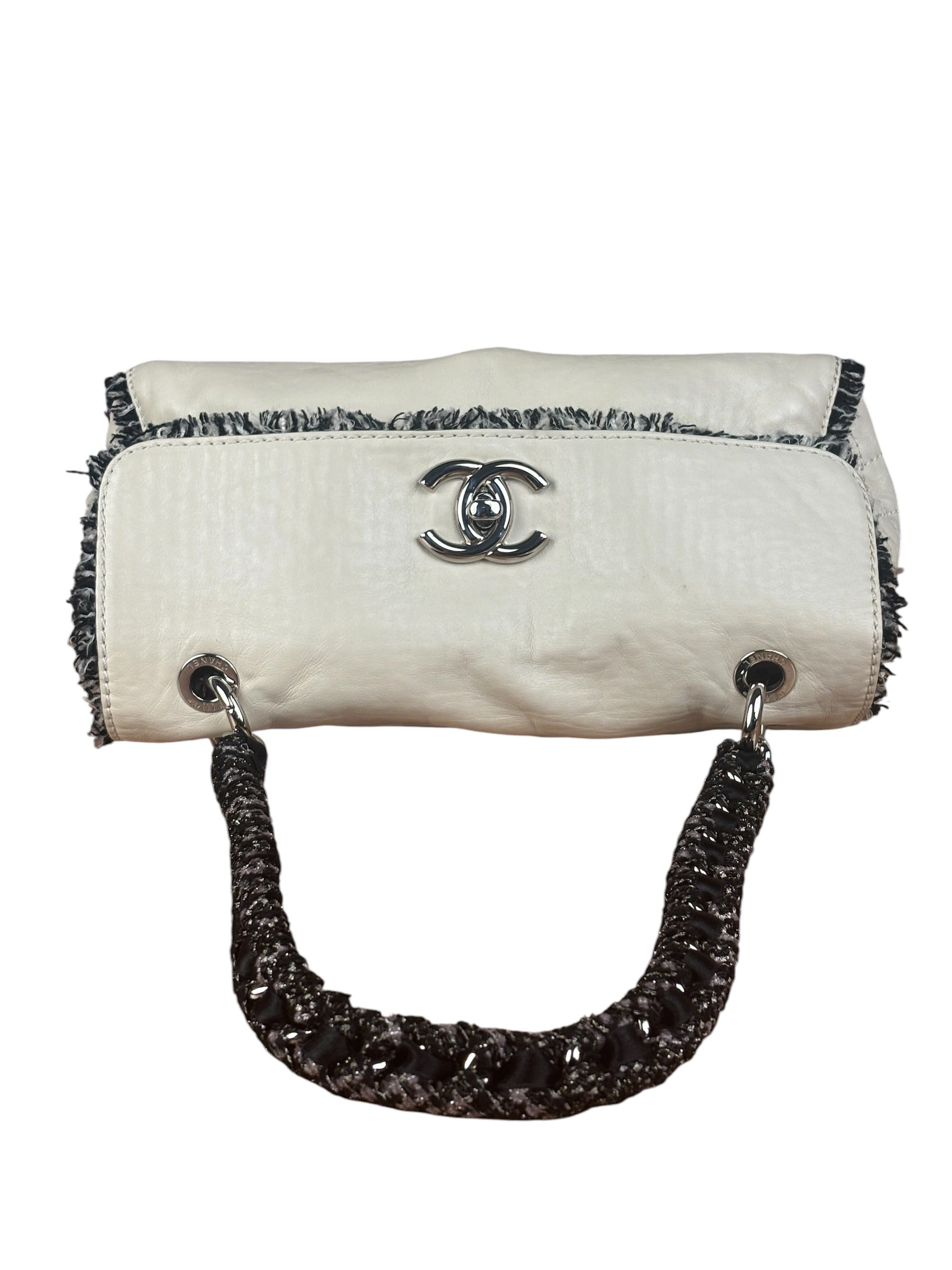 Chanel White Leather Mini Flap Shoulder Bag 1992