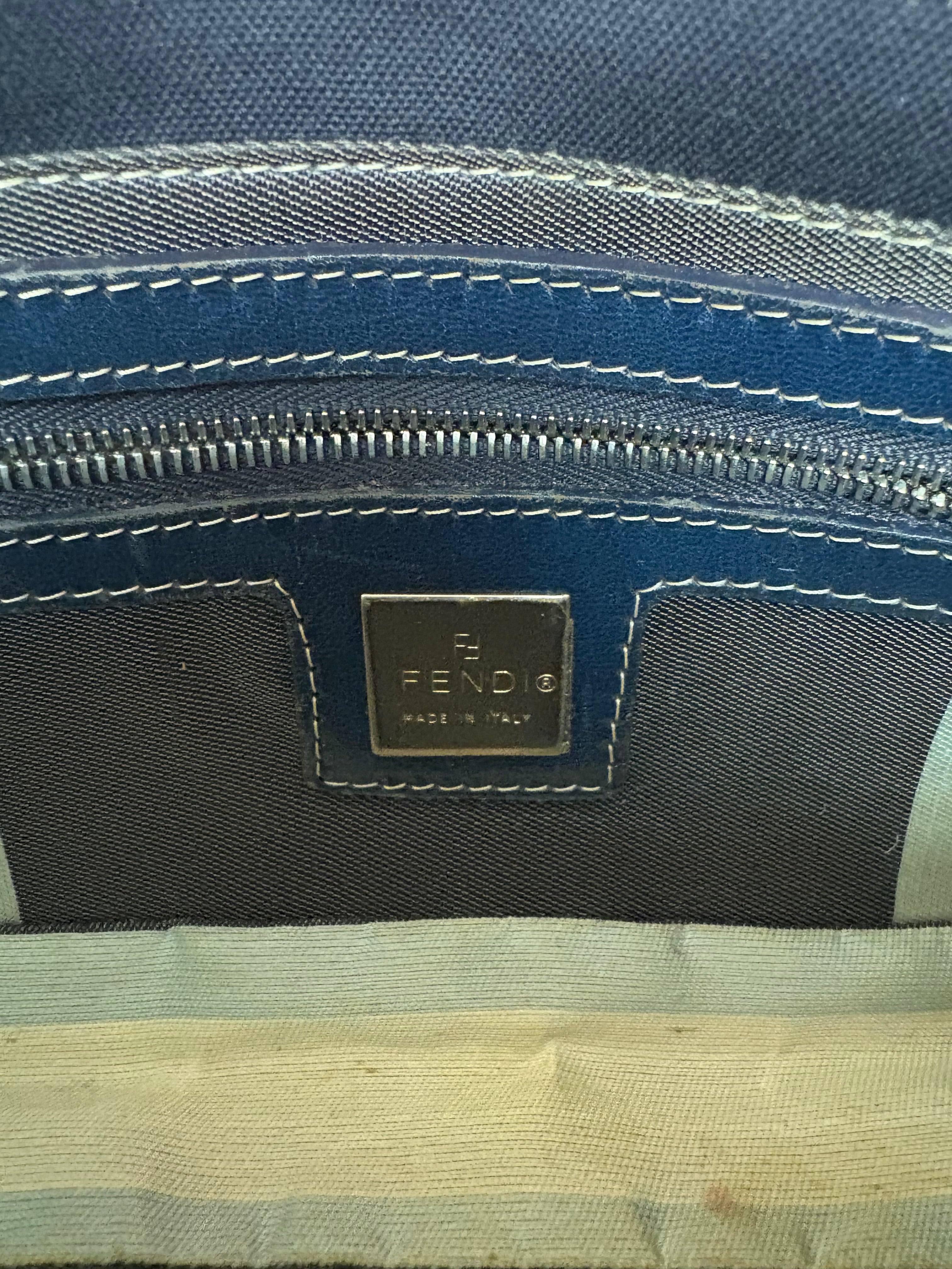 Fendi Denim Canvas Wave Buckle Pochette