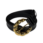 Gucci Black Leather Gold Buckle Belt