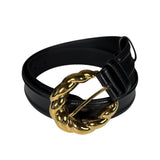 Gucci Black Leather Gold Buckle Belt