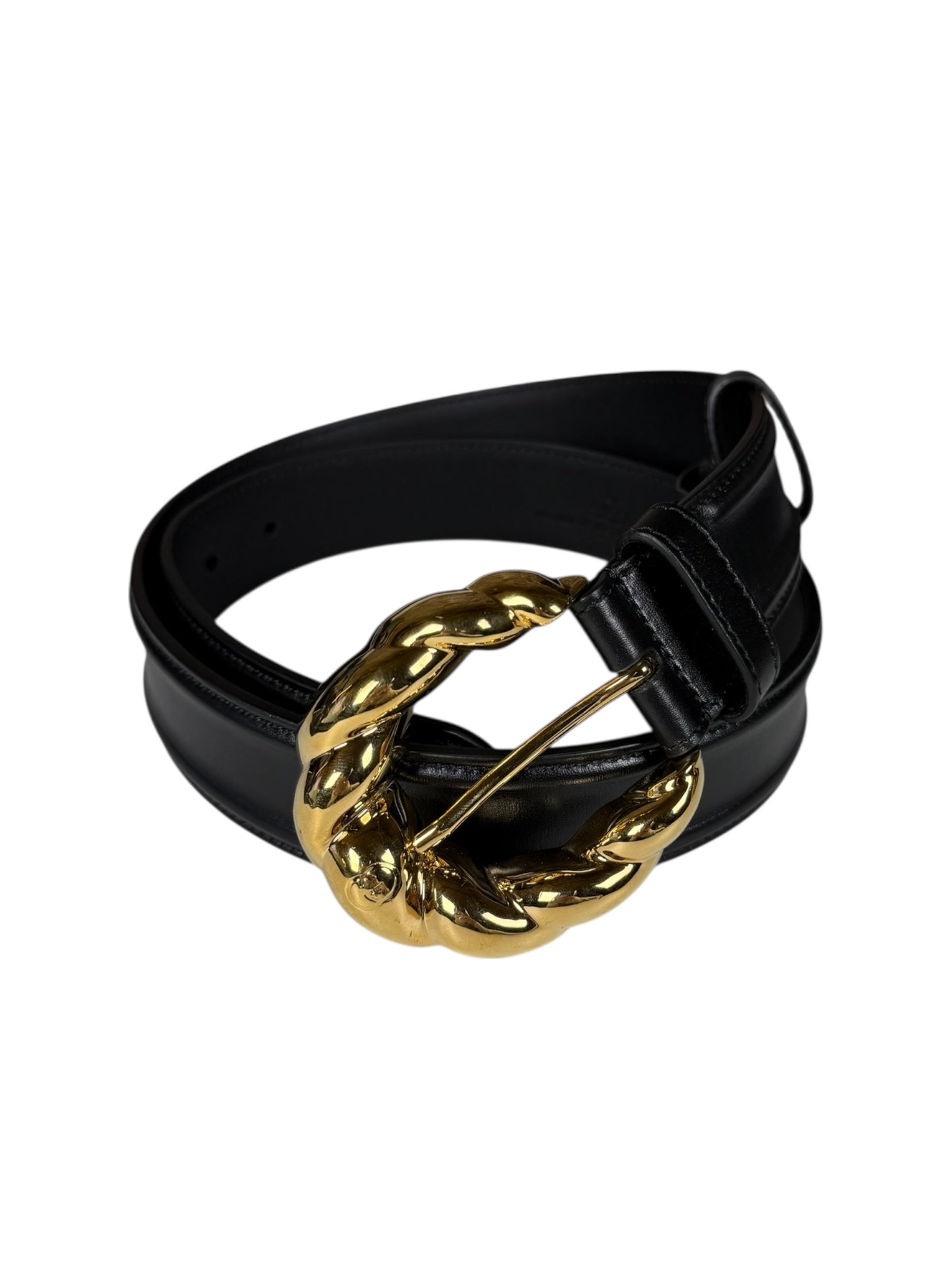 Gucci Black Leather Gold Buckle Belt