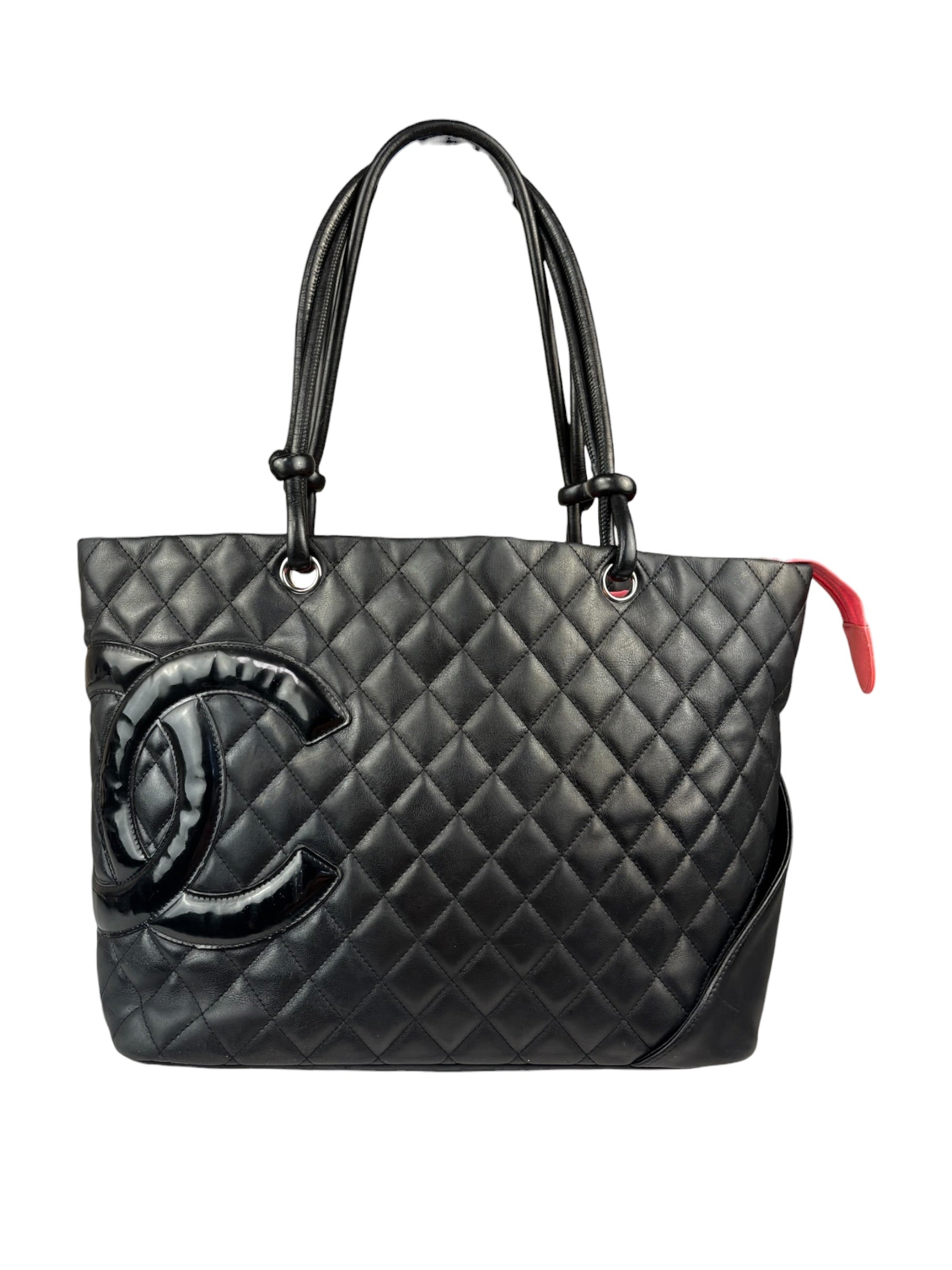 Chanel Black Quilted Leather Ligne Cambon Tote Mid 2000's