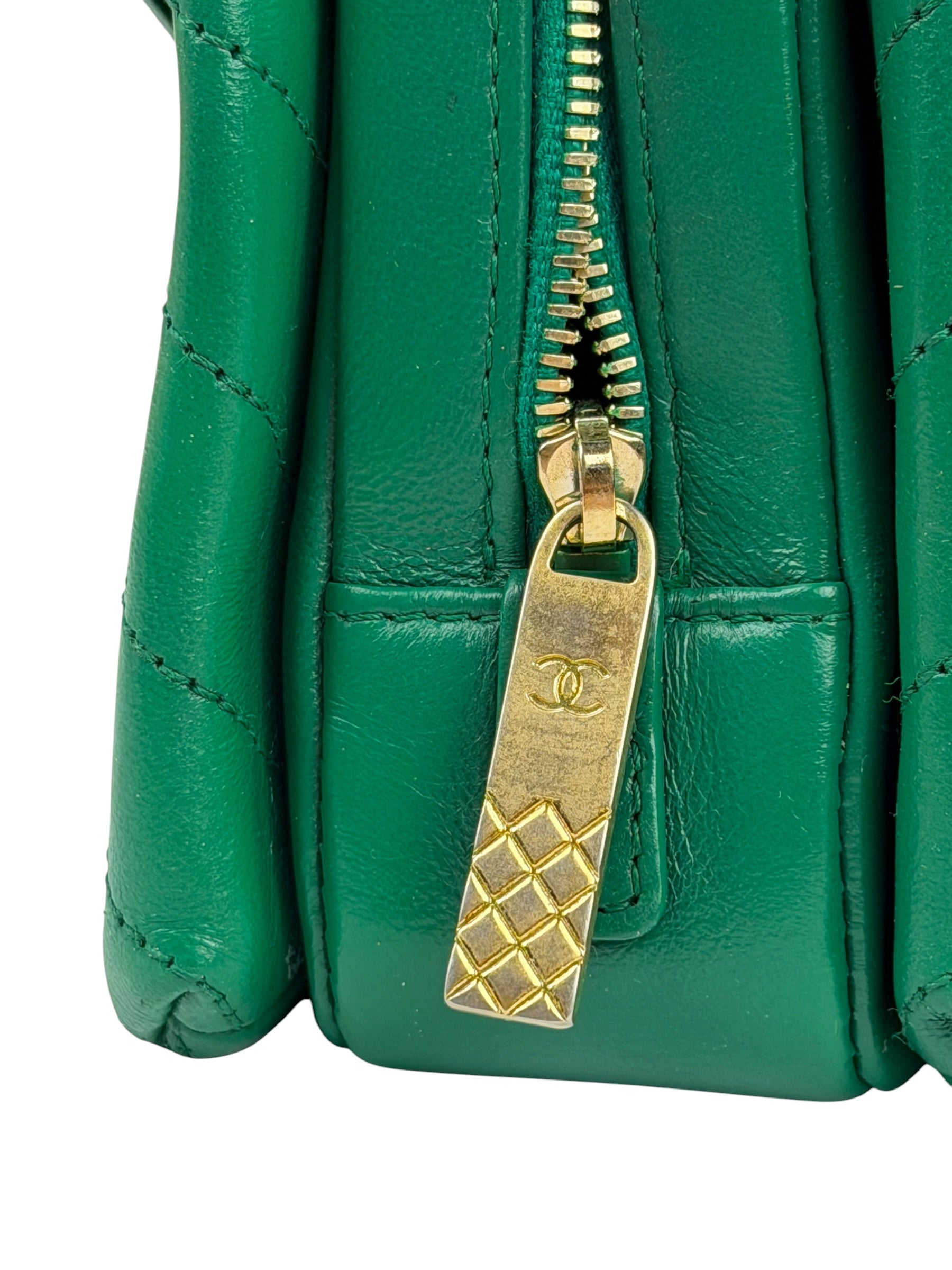 Chanel Green Lambskin Shoulder Bag 2018