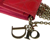 Christian Dior Cannage Red Patent Leather Wallet On Chain