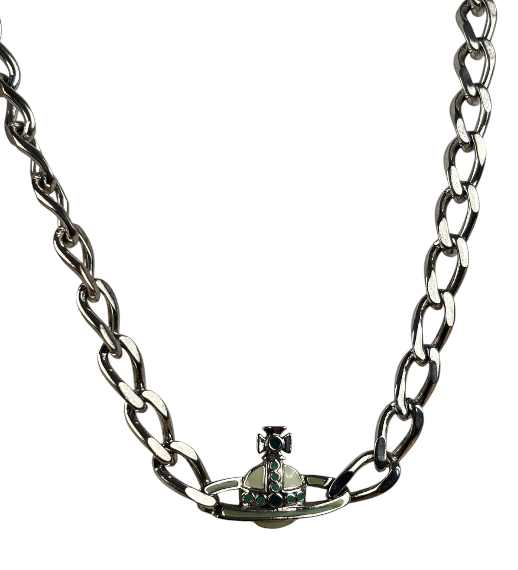 Vivienne Westwood Graziella Orb Chocker Chain Link Pendant Necklace