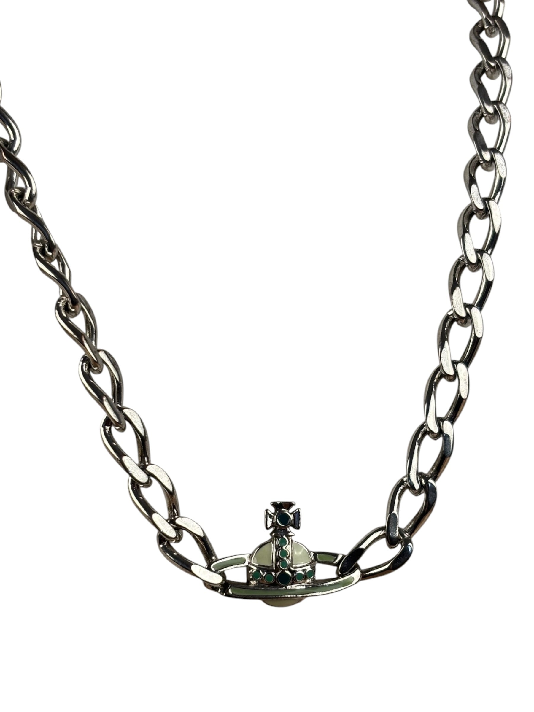 Vivienne Westwood Graziella Orb Chocker Chain Link Pendant Necklace