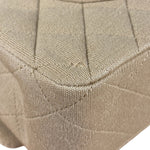 Chanel Beige Jersey Leather Trim Classic Double Flap Bag 2005