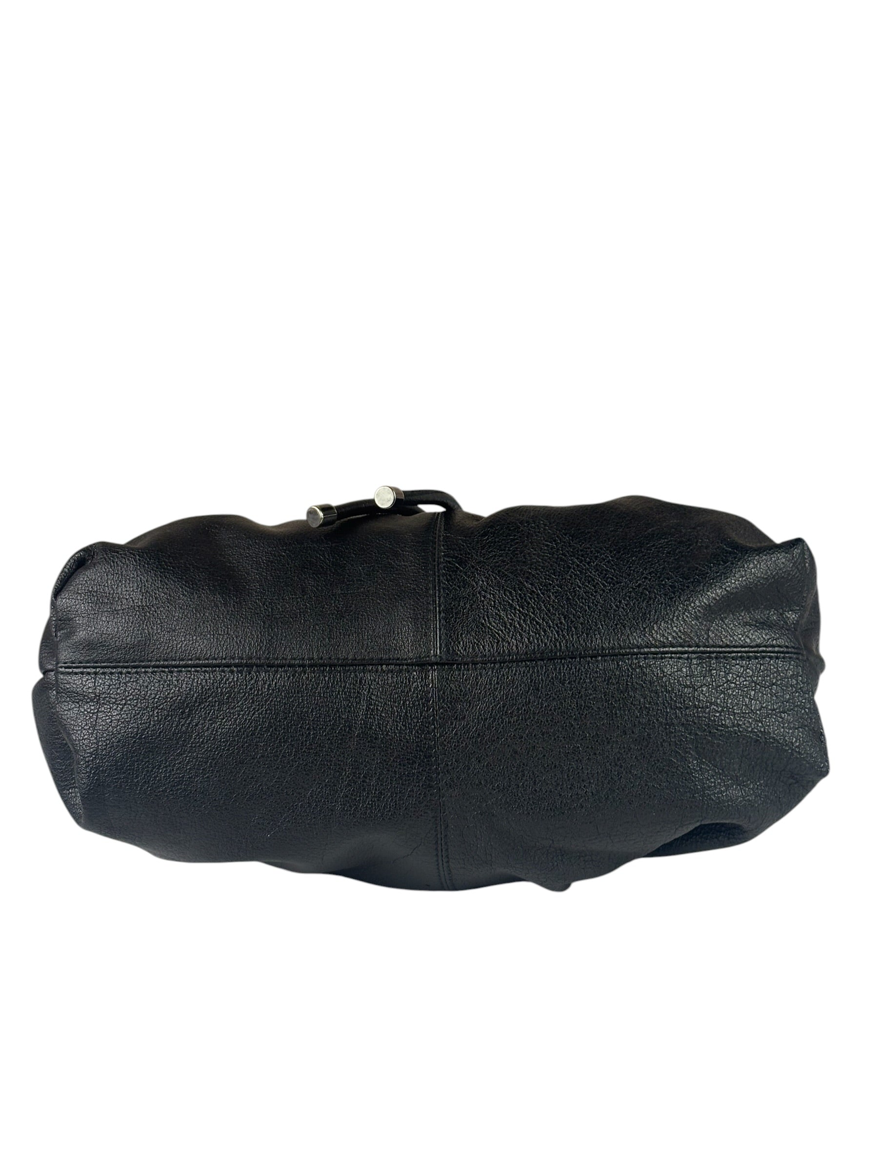 Burberry Black Ruched Leather Curzon Satchel Crossbody Bag
