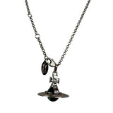 Vivienne Westwood Blue Sovereign Orb Pendant Silver-Toned Necklace