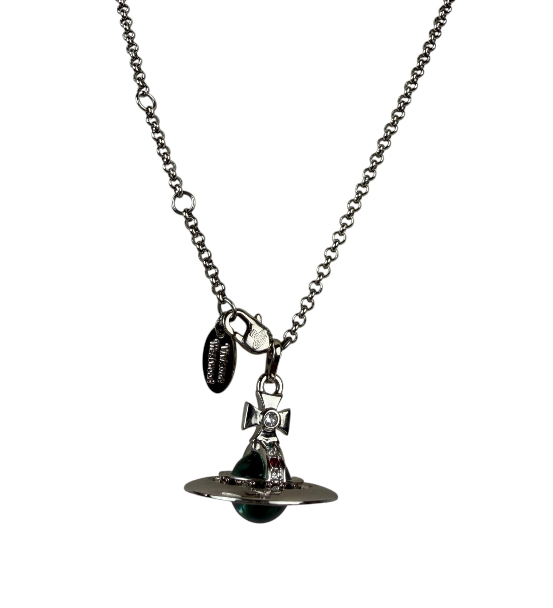 Vivienne Westwood Blue Sovereign Orb Pendant Silver-Toned Necklace