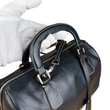 Prada Vintage Black Leather Mini Boston Bag