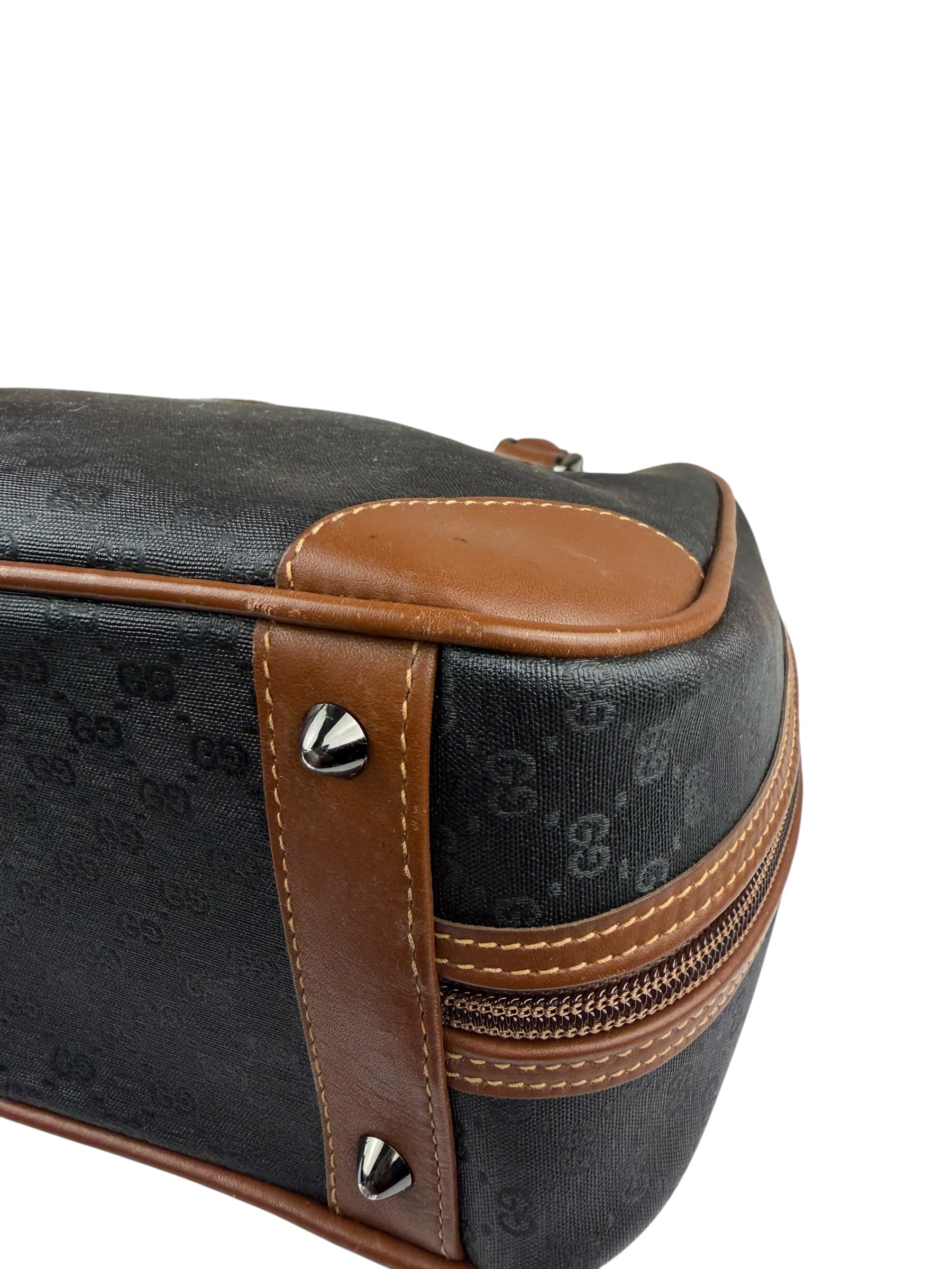 Gucci Vintage Micro GG Black/Brown Supreme Satchel Hand Bag