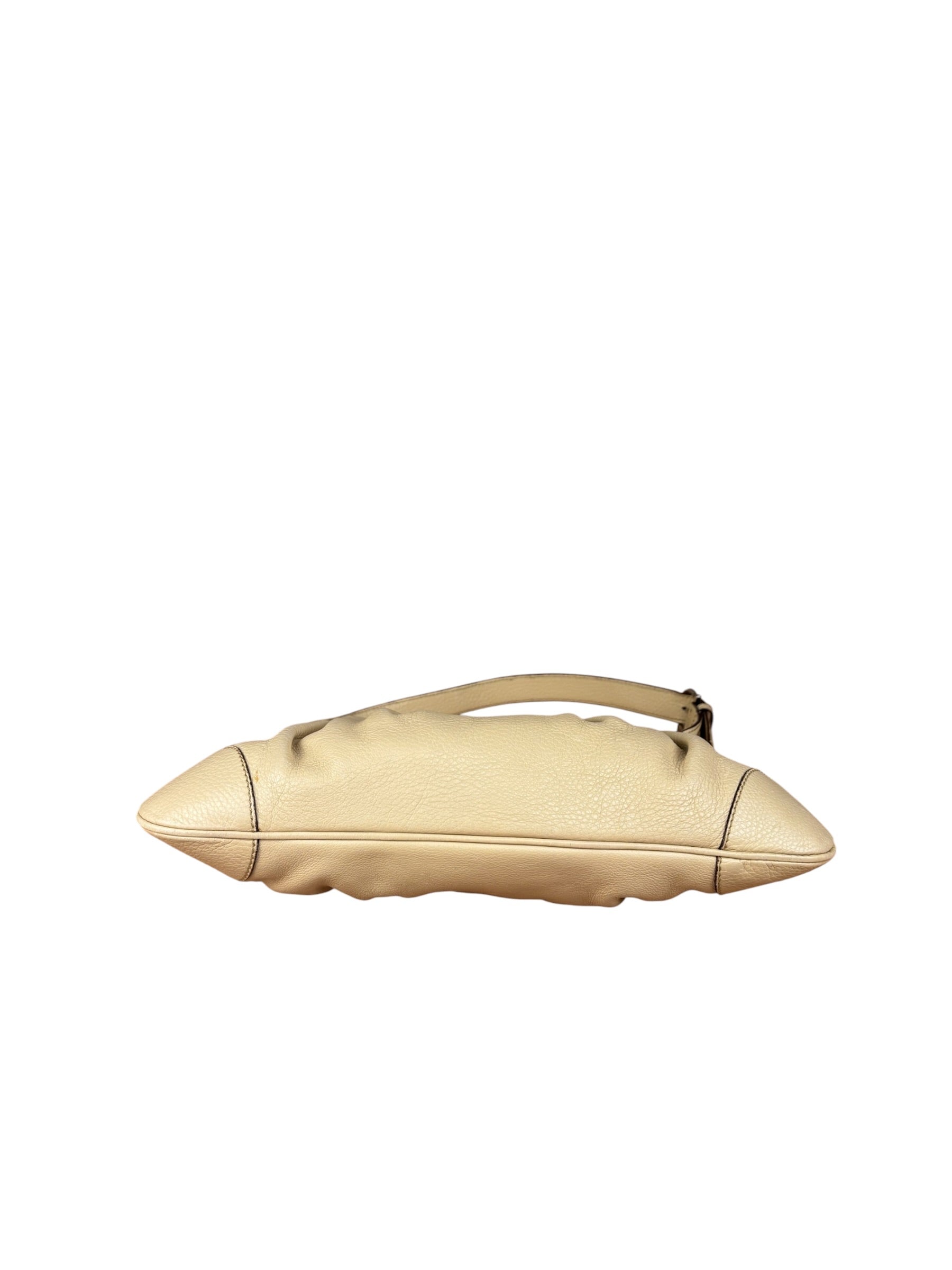 Salvatore Ferragamo Beige Gancini Buckle Shoulder Bag