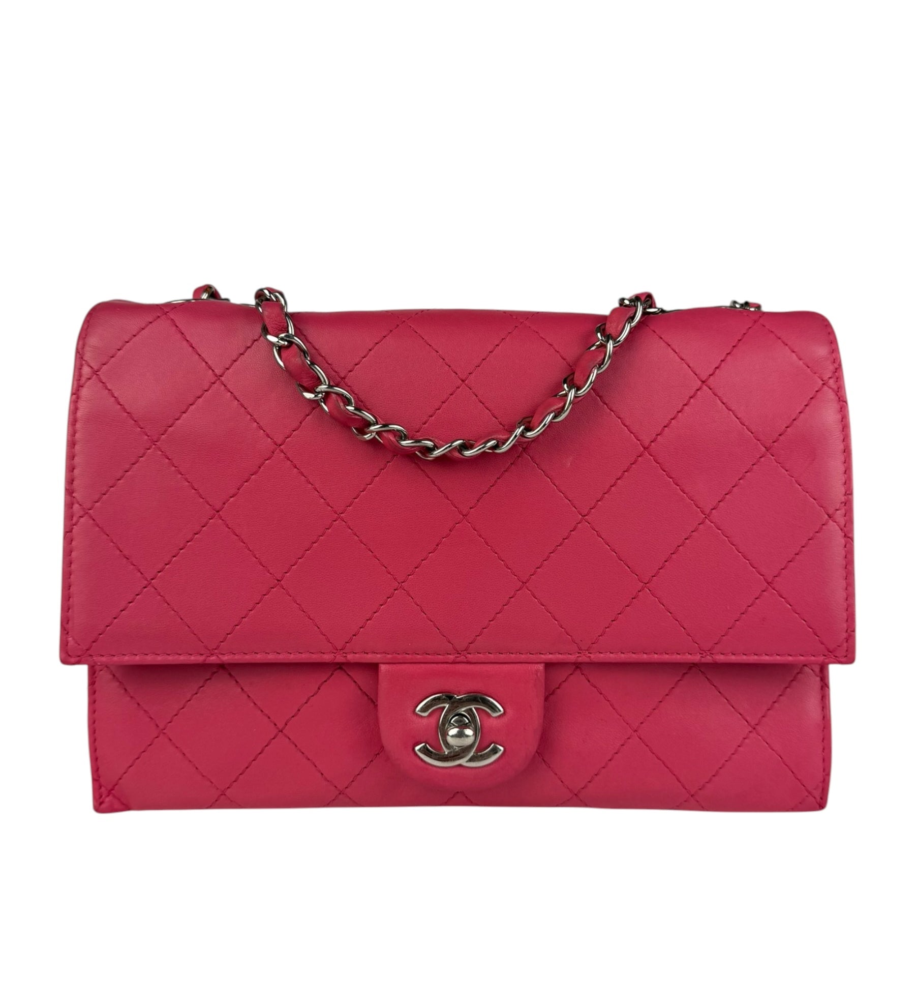 Chanel Pink Quilted Leather Accordion Flap Bag 2014