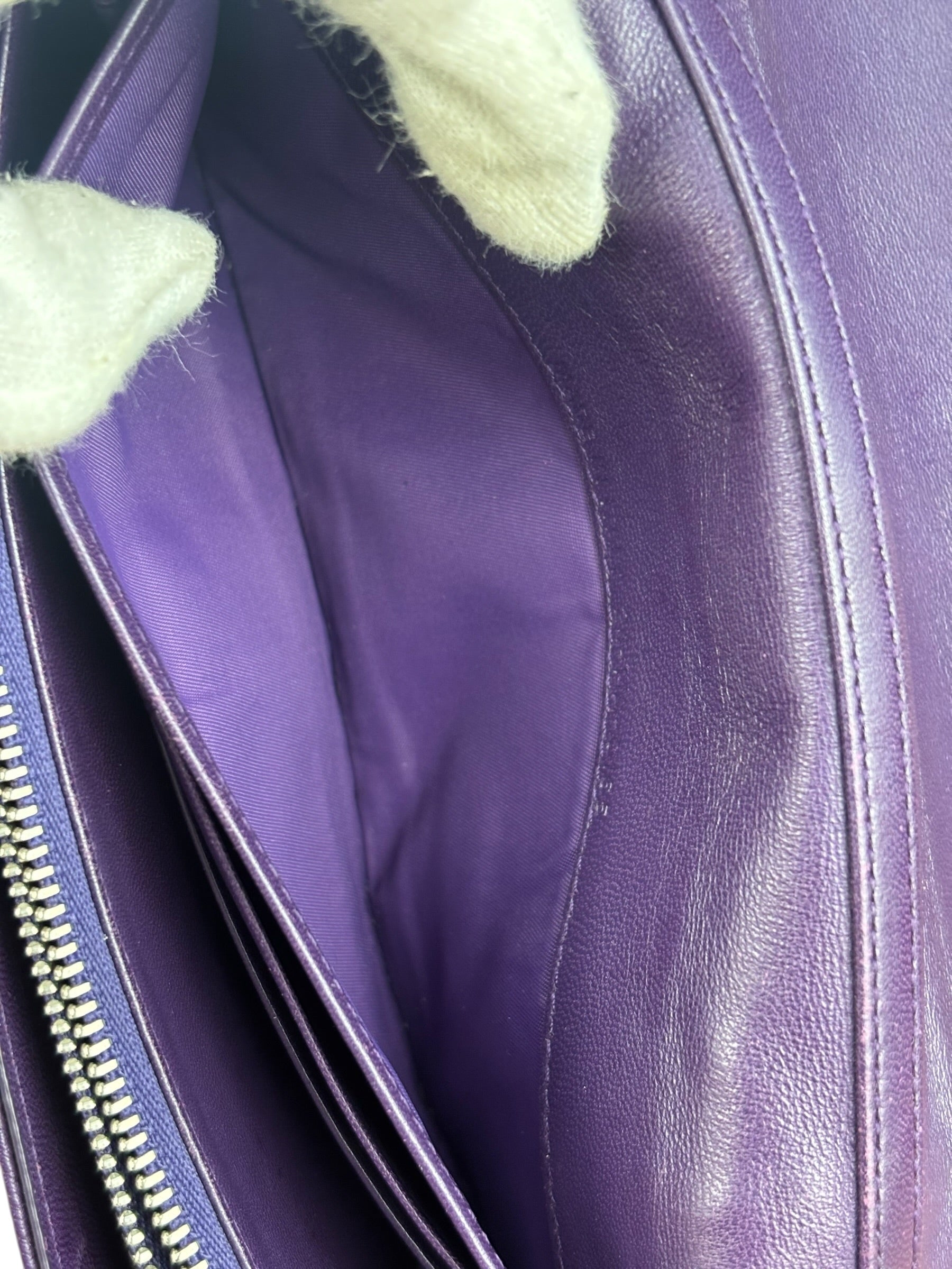 Christian Dior Purple Leather Diorama Wallet on Chain Bag