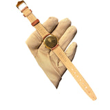 Gucci Champagne Round Dial Brown Strap