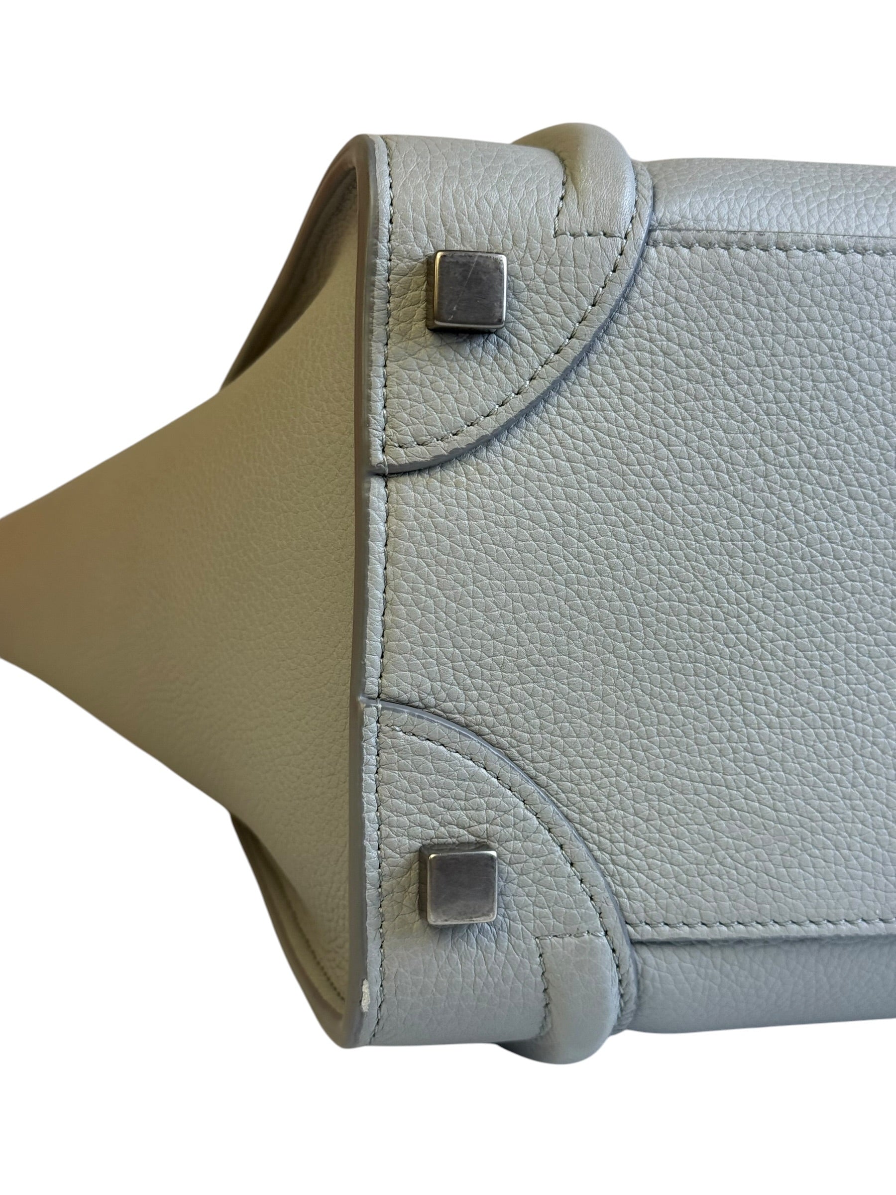 Celine Grey Pebbled Leather Luggage Micro Tote