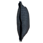 Bottega Veneta Navy Blue Leather Intrecciato Woven Flat Crossbody Bag
