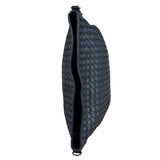 Bottega Veneta Navy Blue Leather Intrecciato Woven Flat Crossbody Bag
