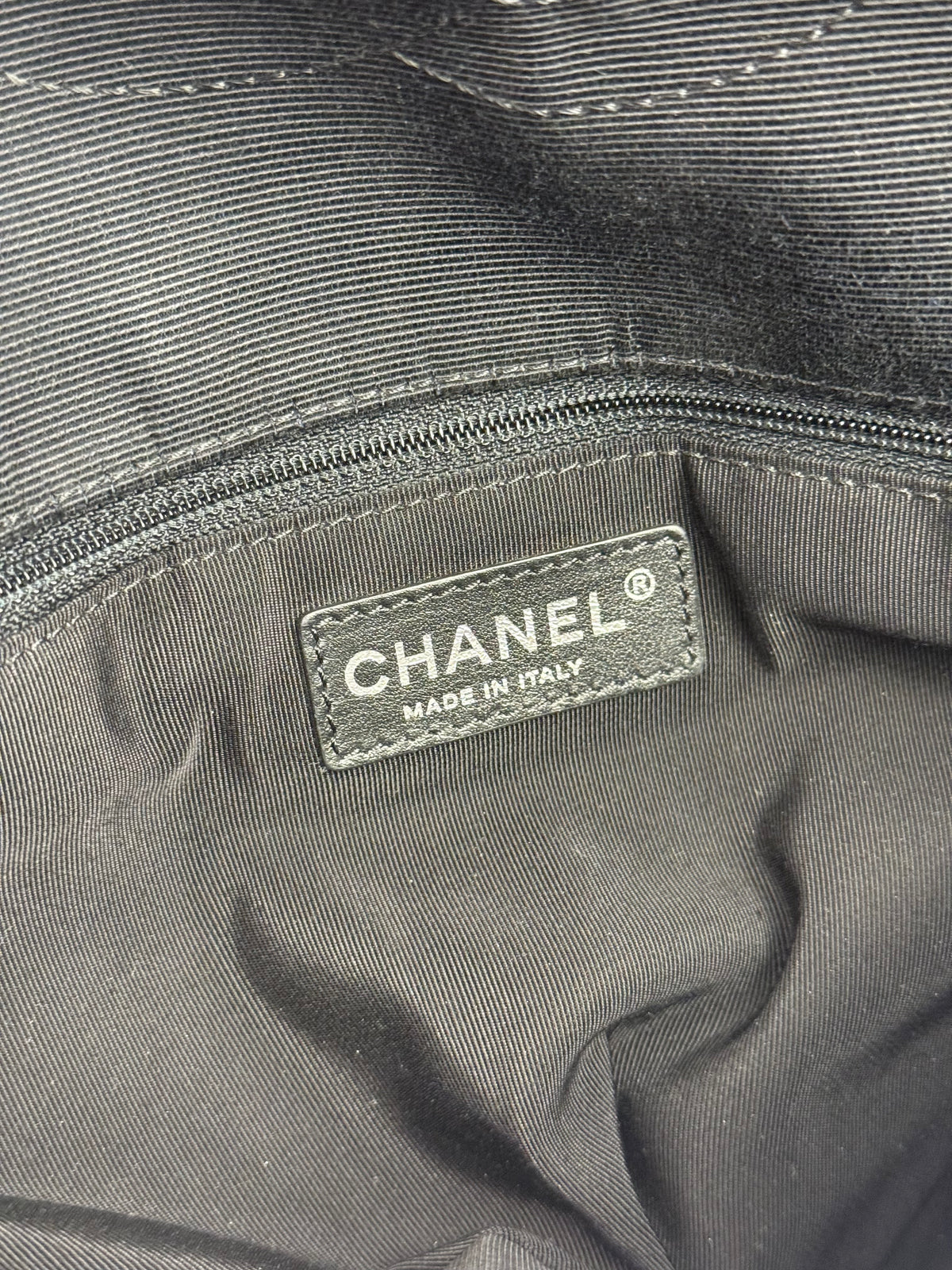 Chanel Beige/Navy Quilted Lambskin Flap Bag 2015