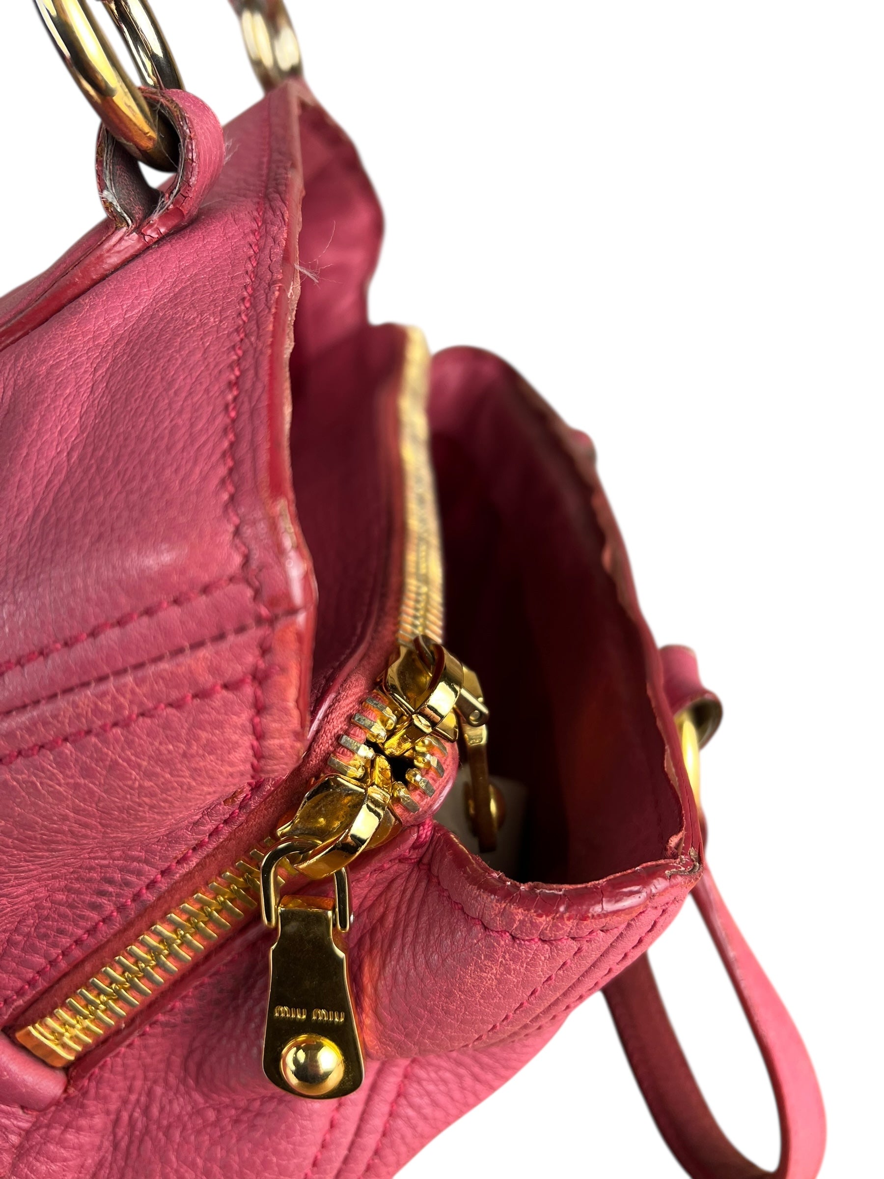 Miu Miu Pink Leather 2Way Tote Bag